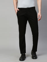 Genips Men's Black Cotton Stretch Caribbean Slim Fit Solid Trousers
